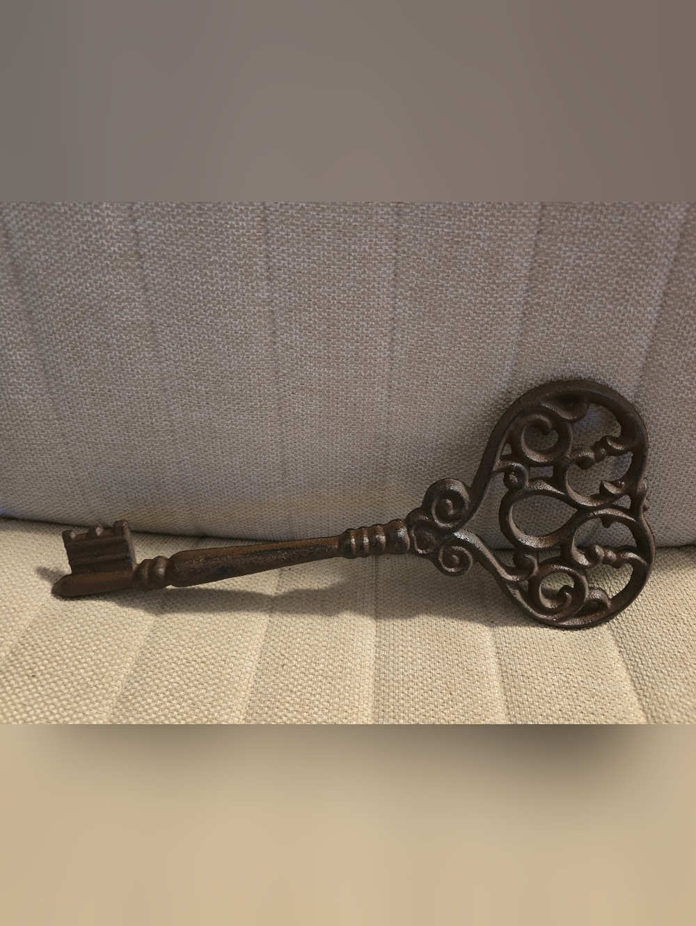 13" Cast Iron Skeleton Key Wall Decor Hanging Long Heavy Victorian VTG Rustic